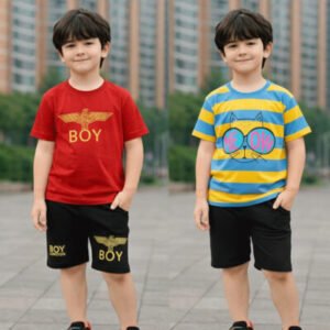 ২টি প্রিমিয়াম টি-শার্ট এবং প্যান্ট সেট - (R-Boy-Y-Sunglass)