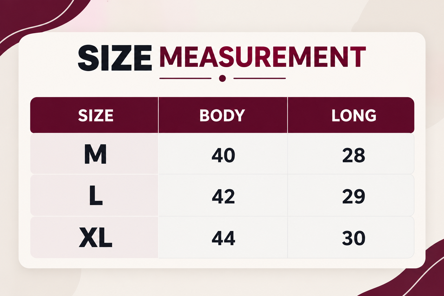 Men’s Trendy Denim Shirt 1 size chart